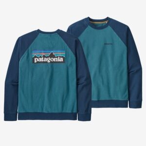 Patagonia P-6 Logo Organic Crew Sweatshirt Color: ABB - Blue and Teal Sweatshirt